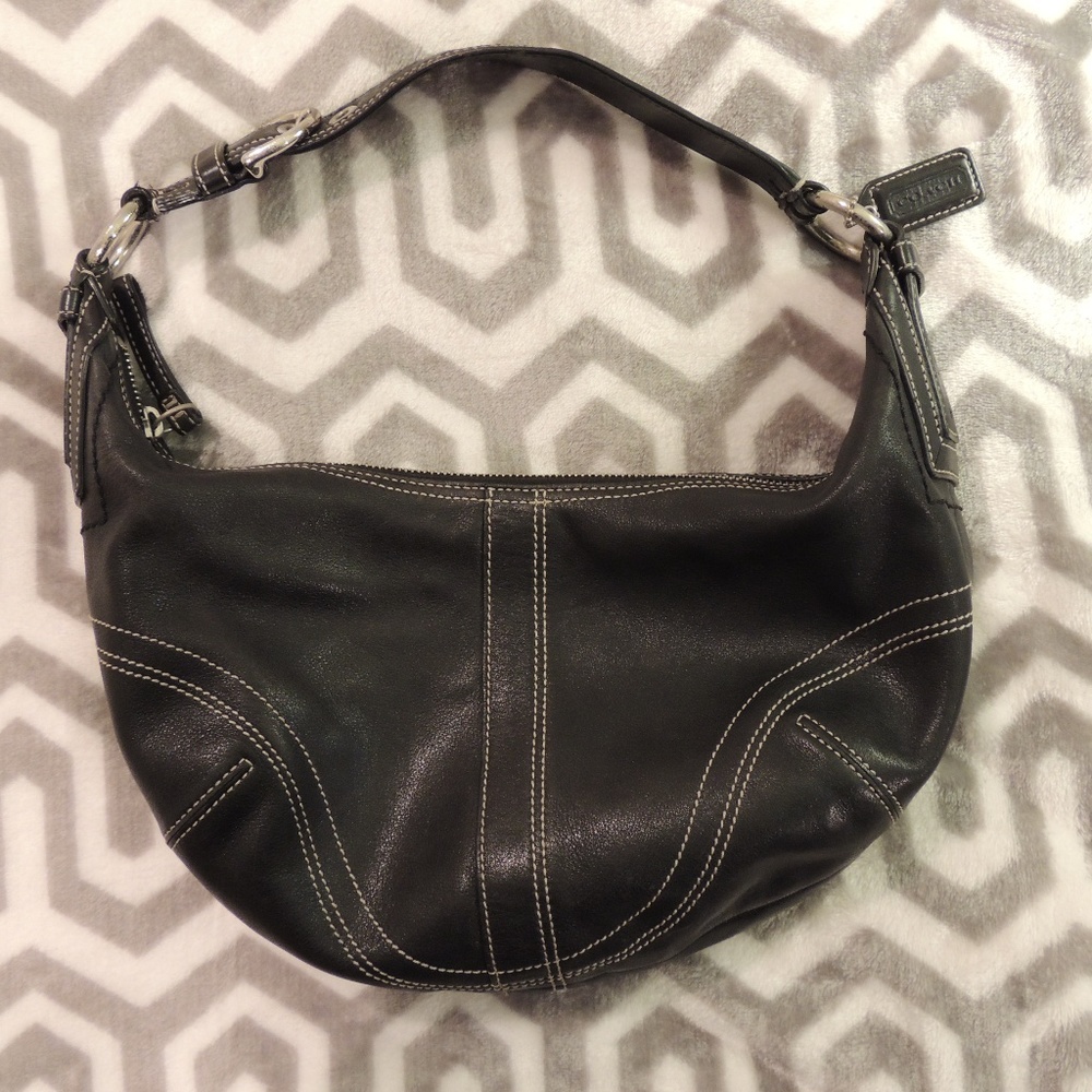 Genuine Coach Black Leather Soho Hobo Handbag - Picture 6 of 6